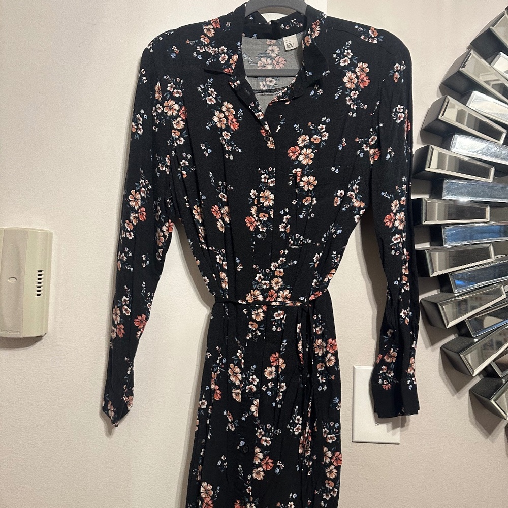 H&M Floral Shirt Dress Size 14 (runs small)